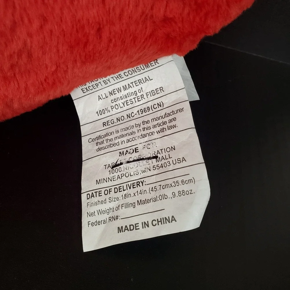 Large Red‎ Heart Decorative Pillow SOFT Minky Fabric Valentines Day Love 18x14